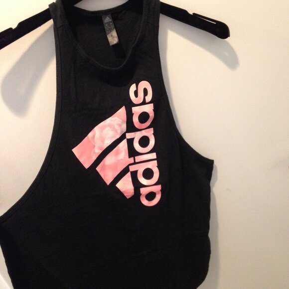 Adidas Black Muscle Tee with Pink Logo - Picture 2 of 15